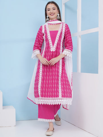 PinkCotton Kantha Suit with Dupatta-WRS005