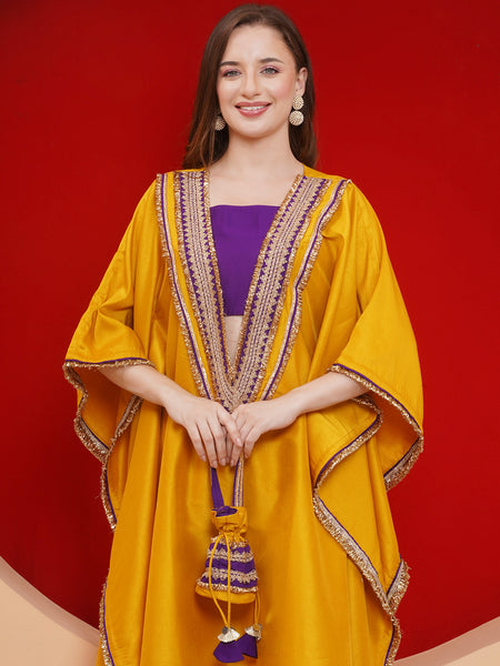 Yellow Kafttan Set with Potli-WRKS187