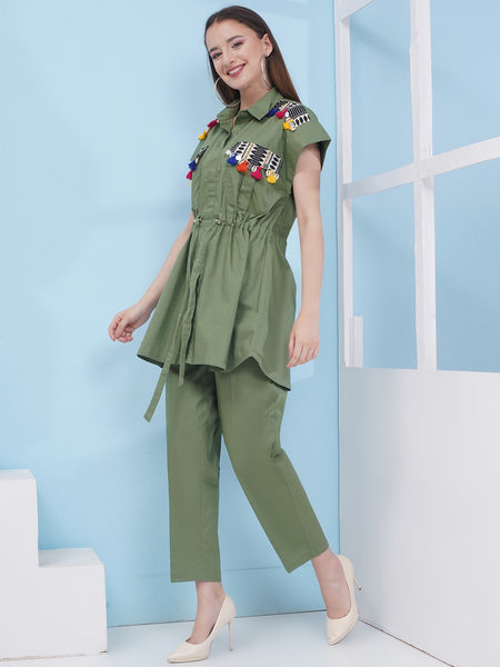Olive Green Shirt with Pants-WRKS173