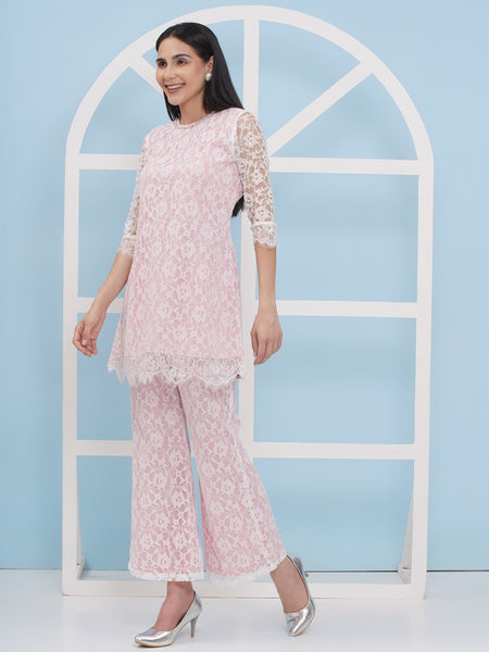 Embroidered Net Coord Set-WRKS179